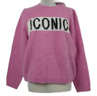 Nové - Dámský růžový chlupatý vlněný svetr s nápisem Primark 