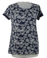 Dámské tmavomodro-bílé květované tričko s kamínky Dorothy Perkins 