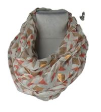 Dámská šedo-růžová vzorovaná límcová šála Cecil