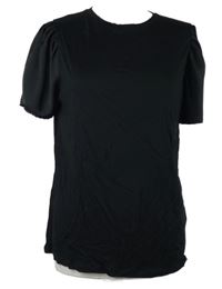 Dámské černé tričko s nabíranými rukávy River Island 