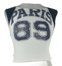 Dámský bílo-tmavomodrý crop top s číslem Bershka 