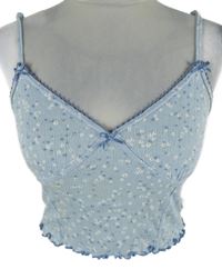 Dámský světlemodrý kytičkovaný crop top Primark 