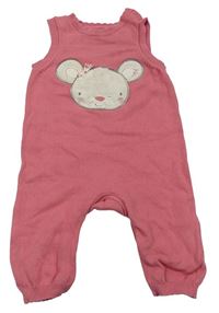 Růžový pletený kalhotový overal s myškou Mothercare