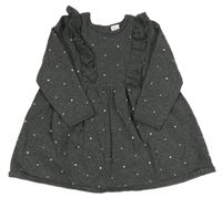 Šedé puntíkaté pletené šaty s volánkem H&M