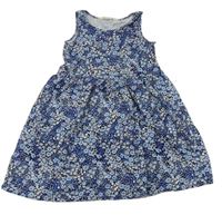 Modré květinové bavlněné šaty H&M