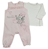 2set- světlerůžové sametové lacláče s Minnie+ bílé triko 