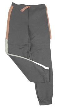 Šedo-růžovo-bílé tepláky zn. H&M