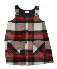 Červeno-černo-bílé kostkované vlněné šaty F&F