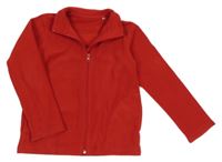 Červená fleecová propínací mikina