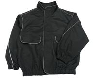 Černá šusťáková jarní bunda s proužkem  