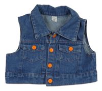 Modrá riflová crop vesta Shein