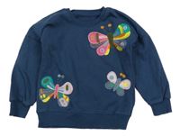 Tmavomodrá mikina s motýlky