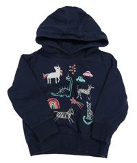 Tmavomodrá mikina s obrázky a kapucí Bluezoo