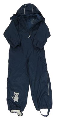 Tmavomodrá šusťáková kombinéza s mývalem a kapucí TCM