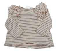 Smetanovo-růžová pruhovaná lehká mikina Zara