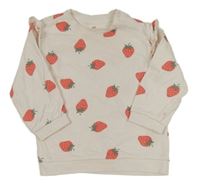 Smetanová mikina s jahůdkami H&M