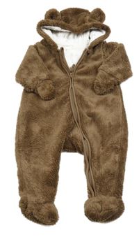 Hnědá chlupatá podšitá kombinéza s kapucí H&M