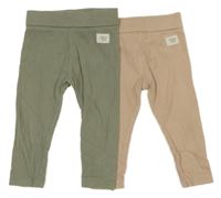 2x žebrované legíny khaki+ béžové M&S