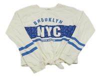 Bílo-modrá crop mikina s nápisem H&M