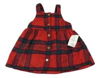 Nové - červeno-tmavomodro-zelené kostkované vlněné šaty F&F