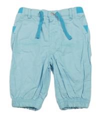 Světlemodré plátěné cuff kalhoty Ergee