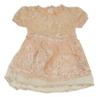 Světlerůžové tylovo/krajkované šaty s květinami