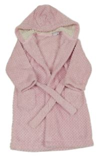 Světlerůžový chlupatý župan s kapucí Miniclub