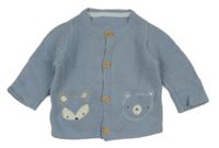 Světlemodrý propínací svetr se zvířátky 