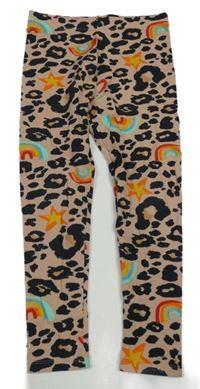 Růžovo-hnědé legíny s leopardním vzorem a duhami Next