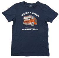 Tmavomodré tričko s hasiči Topolino 