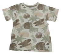 Smetanovo-hnědé-khaki vzorované tričko Little Kids 