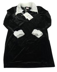 Nové - černé sametové šaty s bílým lemováním Zara