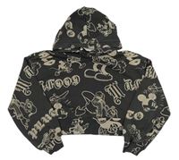 Tmavošedá crop mikina s Mickeym a kapucí H&M