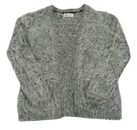 Šedý chlupatý pletený cardigan H&M