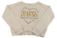 Světlerůžová crop mikina s nápisem H&M