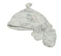 2set - bílá čepice s Dumbem + rukavice Disney