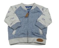 Modro-šedá propínací mikina s auty zn. F&F