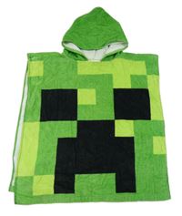 Zeleno-černé froté osuškové pončo s kapucí - Minecraft