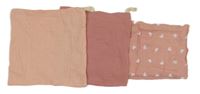 3x plena - starorůžová se srdíčky + růžová  + starorůžová