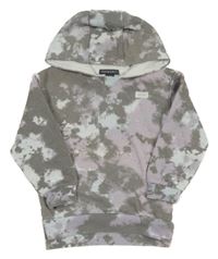 Šedo-bílo-levandulová batikovaná mikina s kapucí Primark