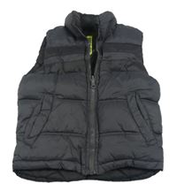 Antracitová  šusťáková zateplená oboustranná vesta s pruhy Zara