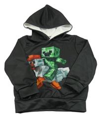 Černá mikina s potiskem a kapucí 