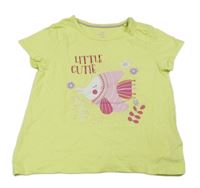 Neonově limetkové tričko s rybou a nápisem Lupilu