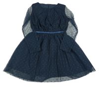 Tmavomodré puntíkaté tylové šaty Name it