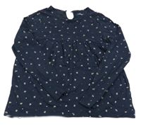 Tmavomodré květované triko Vertbaudet