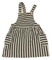 Béžovo-tmavomodré pruhované laclové šaty H&M
