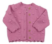 Růžový propínací svetr s 3D puntíky F&F