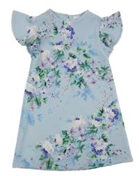 Světlemodré strukturované šaty s květy Next