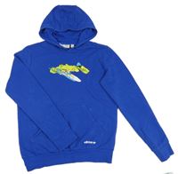 Modrá mikina s potiskem a kapucí Adidas