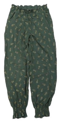 Khaki volné cuff kalhoty s ananasy C&A